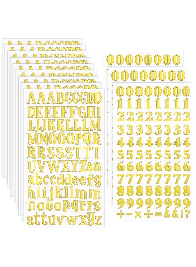 Zonon 12 Sheets Self Adhesive Alphabet Letter Stickers Small Vinyl Alphabet And Number Stickers Grad Cap Craft Scrapbooking Sticker Letters For Diy Art Craft Graduation Cap Decoration (Gold) - Image 1
