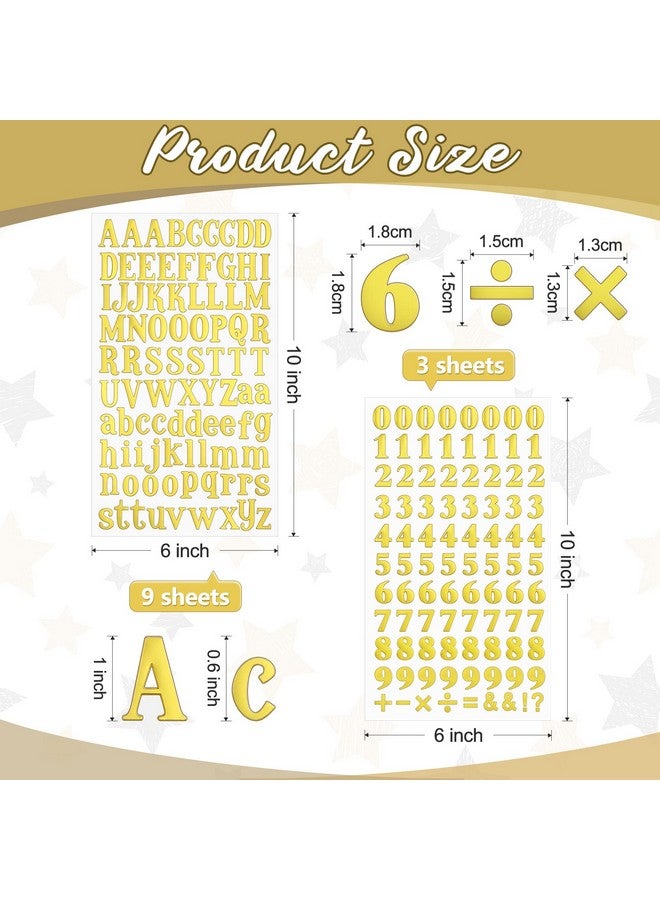 Zonon 12 Sheets Self Adhesive Alphabet Letter Stickers Small Vinyl Alphabet And Number Stickers Grad Cap Craft Scrapbooking Sticker Letters For Diy Art Craft Graduation Cap Decoration (Gold) - Image 3