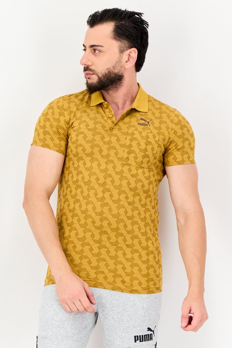 PUMA Men Slim Fit Short Sleeves Outdoor Polo Shirt, Gold - Image 1
