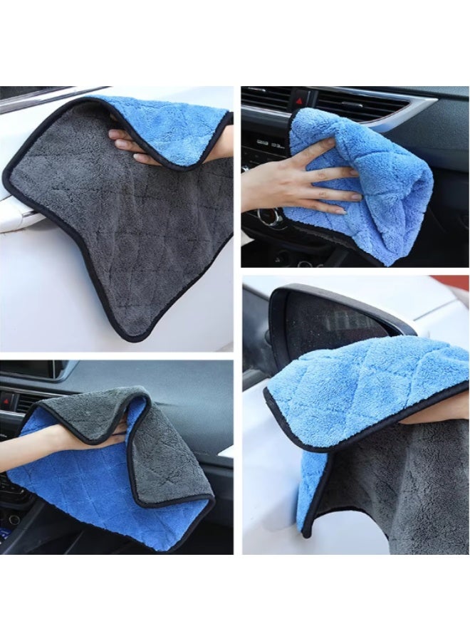 Premium Diamond Cut Microfiber Plush Towel 800GSM (40×40 cm) – Ultra-Soft, Lint-Free, Scratch-Free Car Detailing Cloth, Super Absorbent Double-Sided Coral Velvet Cleaning Towel with Hanging Loop – Ideal for Cars, Trucks, Motorcycles & Boats – Single Pack - Image 3