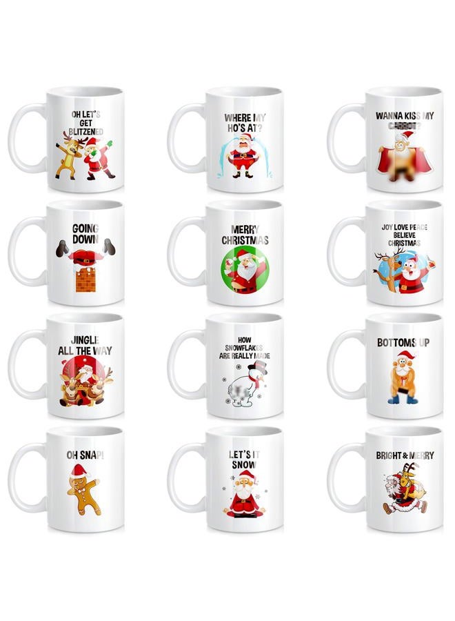 Suttmin 12 Pcs Christmas Coffee Magic Heat Changing Mug 12 oz Sublimation Color Changing Heat Sensitive Coffee Mug Ceramic Holiday Funny Novelty Xmas Gift for Women Men - Image 1
