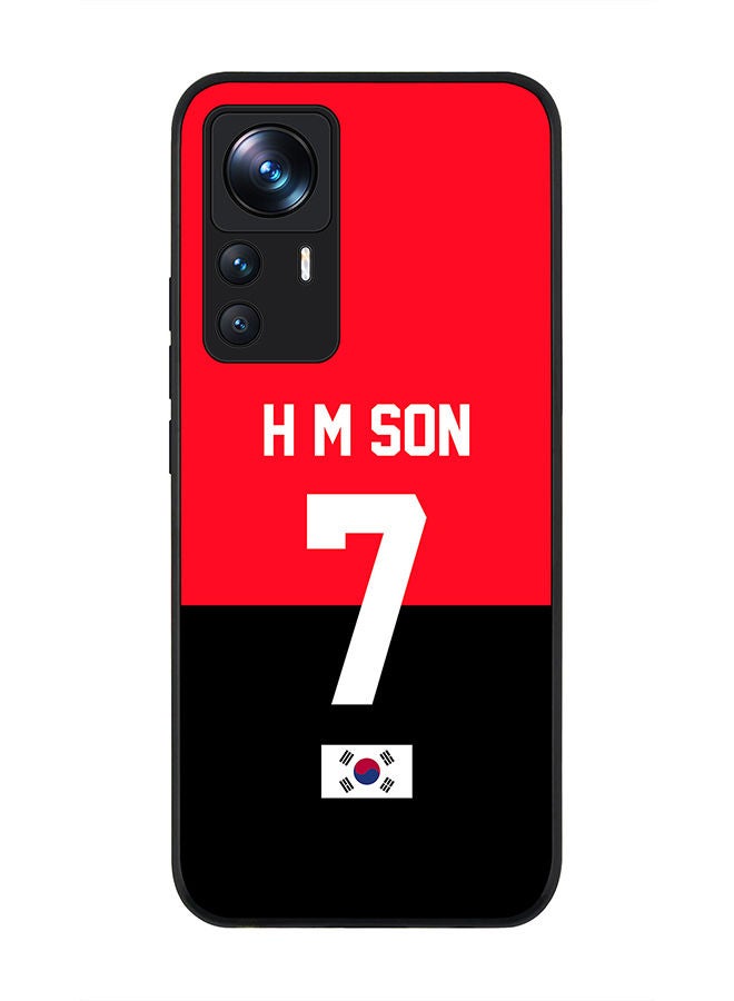 Stylizedd Rugged Black edge case for Xiaomi 12T/12T Pro Slim fit Soft Case Flexible Rubber Edges Anti Drop TPU Gel Thin Cover - Football Team - South Korea Player Name - H M Son - Image 1