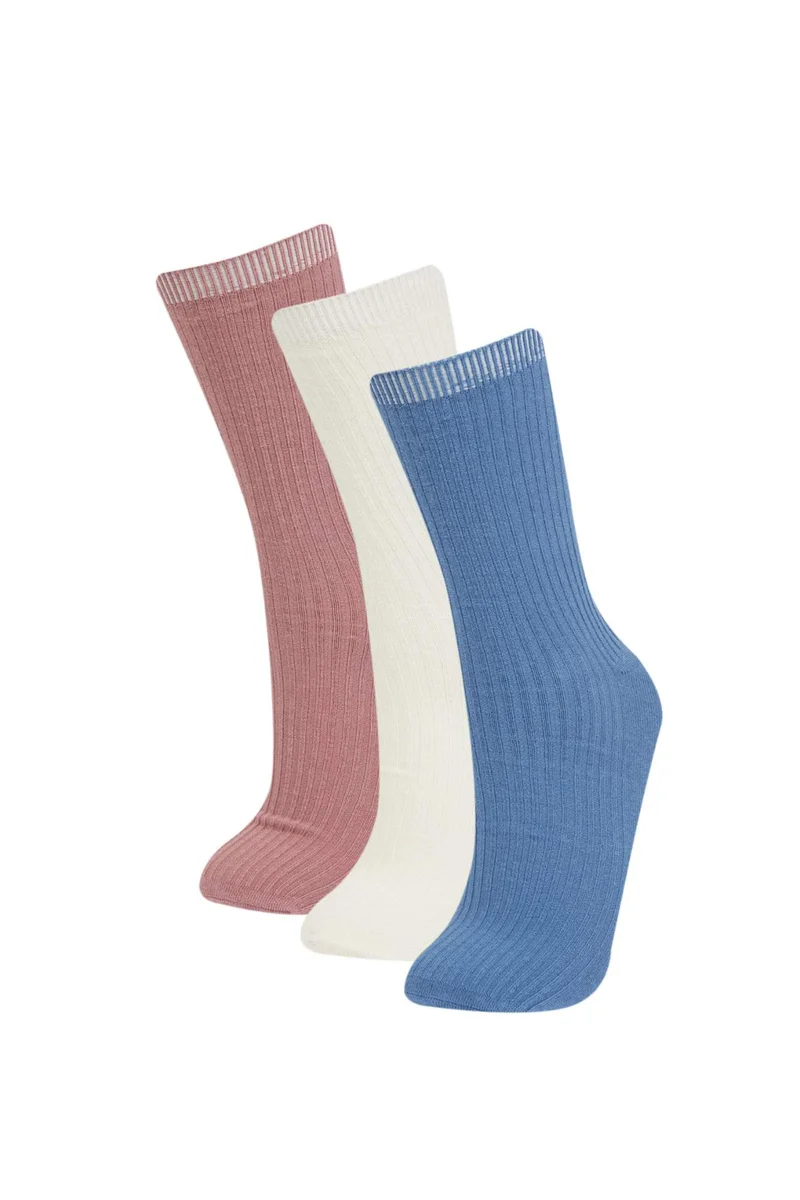 Woman Comfortable Elastic 3 Piece Cotton Long Socks
