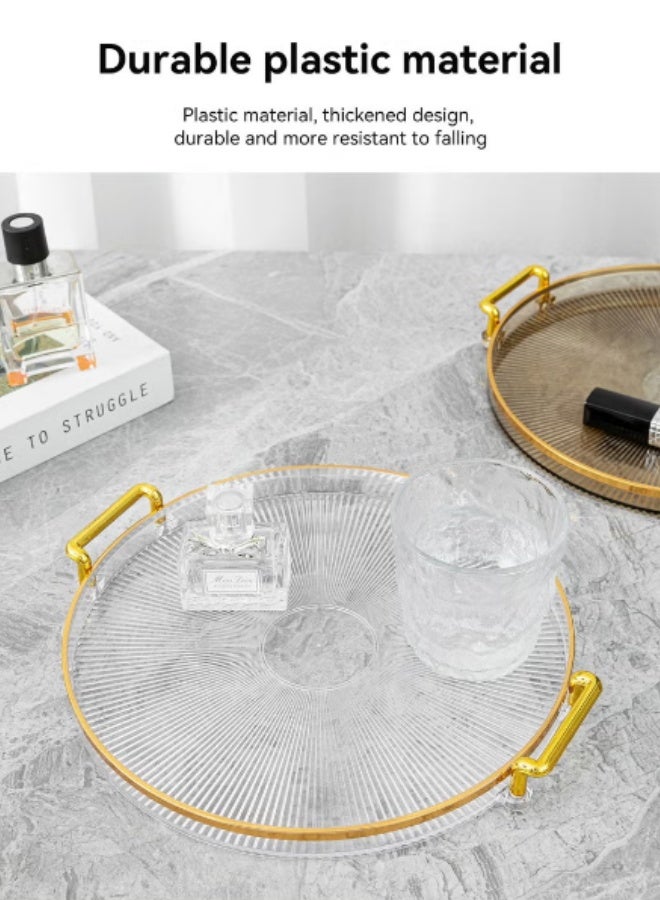 SHABILI Round Acrylic Serving Tray，Dresser Jewelry Ring Dish Tank Storage Kitchen Countertop Organizer Plate Holder for Perfume Towel Bathroom Accessories, Coffee Table Tray for Living Room, Bathroom,1 Pack  - Image 3