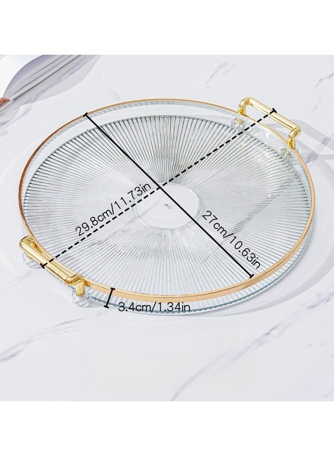 SHABILI Round Acrylic Serving Tray，Dresser Jewelry Ring Dish Tank Storage Kitchen Countertop Organizer Plate Holder for Perfume Towel Bathroom Accessories, Coffee Table Tray for Living Room, Bathroom,1 Pack  - Image 5
