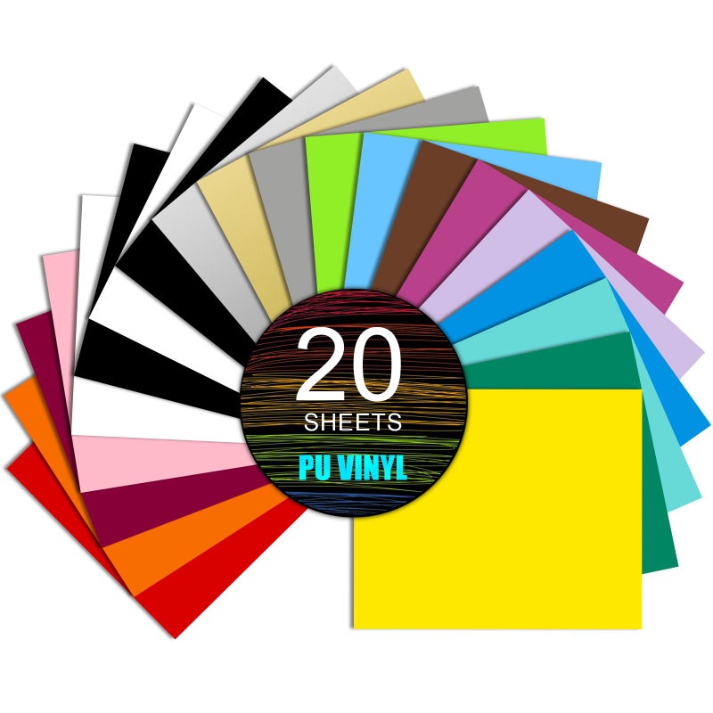 MerryMade Heat Transfer Vinyl HTV Bundle20 Sheets Matte PU 12x10 lron on Vinyl for Silhouette Cameo or Cricut Premium HTV for DlY Clothes Bags Shoes and Other Textiles Easy to Cut Weed