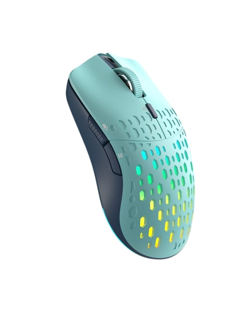 Generic AI Smart Mouse, Lightweight And Portable Gaming Mouse, Honeycomb Shell Design Wireless Bluetooth Mouse With RGB Backlight And Adjustable Dpi, (1pc, Blue And Sky Blue) 