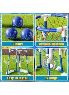 Topyich Pool Toys, Pool Basketball Hoop, 2-in-1 Floating Pool Toys Ring Game with 3 Balls and Pump, Outdoor Swimming Pool Basketball Toys for Family Party  - Image 3