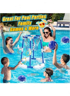 Topyich Pool Toys, Pool Basketball Hoop, 2-in-1 Floating Pool Toys Ring Game with 3 Balls and Pump, Outdoor Swimming Pool Basketball Toys for Family Party  - Image 4
