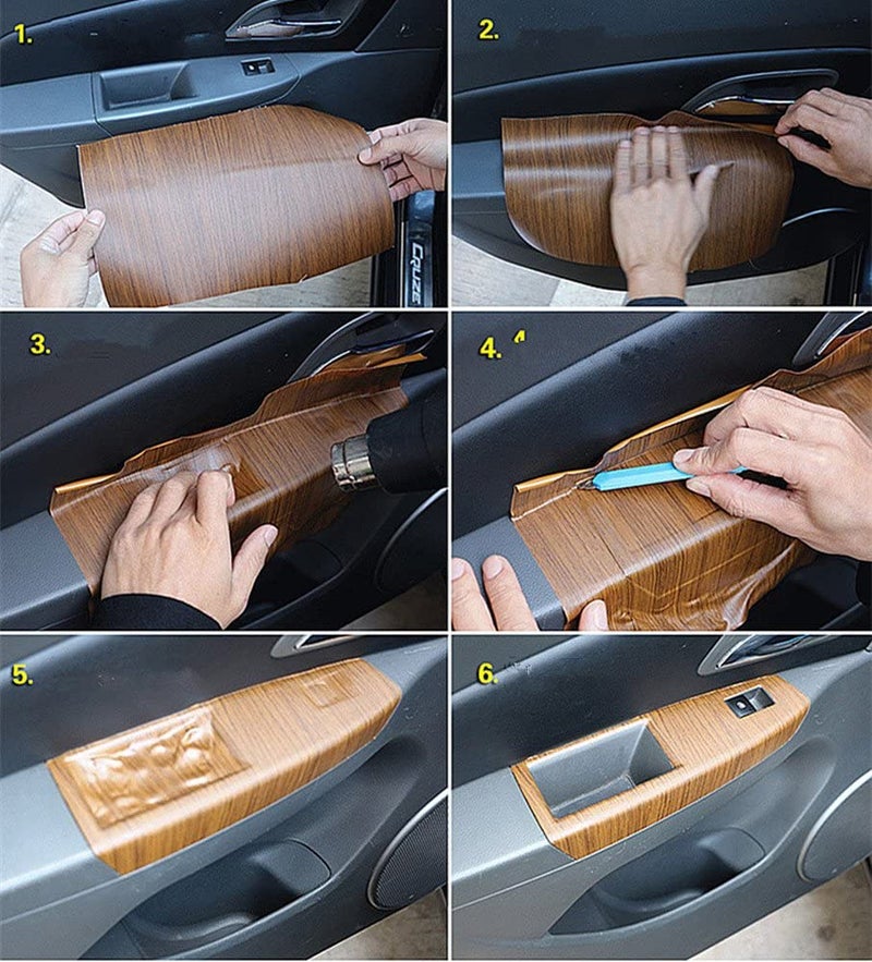 HAPPYMATES Wood Car Wrap Vinyl Wooden Car Sticker Sheet Protection Film Vinyl Wrap Roll for Car Exterior Accessories Interior Anti car Bike (12 X 48 Inch, Black Wallnut) - Image 4