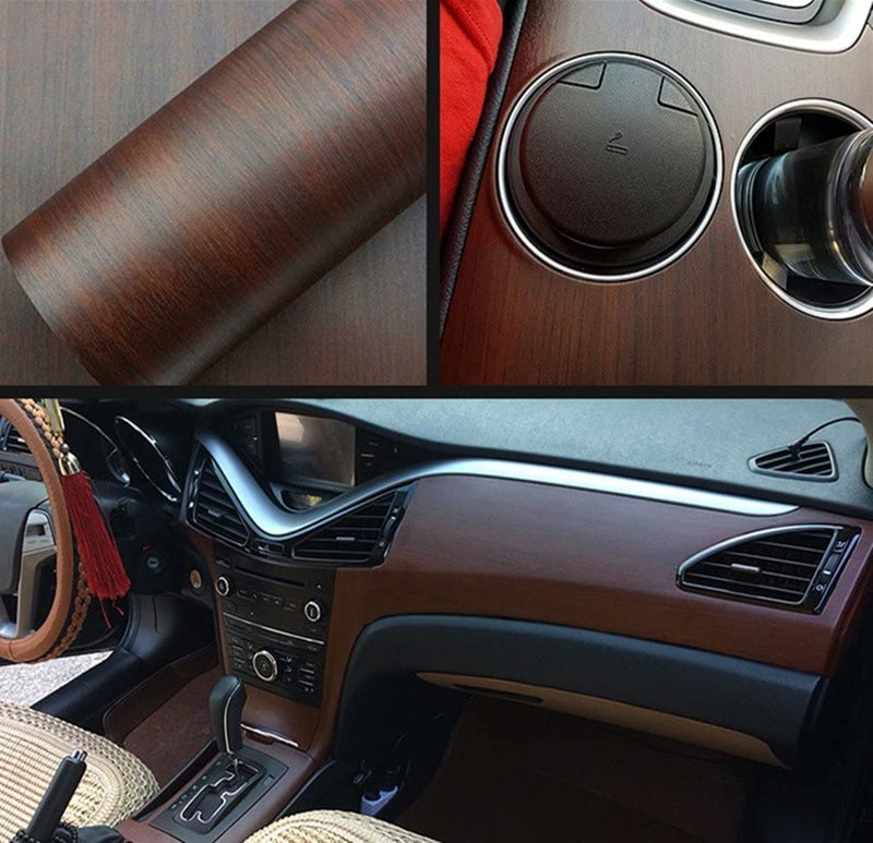 HAPPYMATES Wood Car Wrap Vinyl Wooden Car Sticker Sheet Protection Film Vinyl Wrap Roll for Car Exterior Accessories Interior Anti car Bike (12 X 48 Inch, Black Wallnut) - Image 5