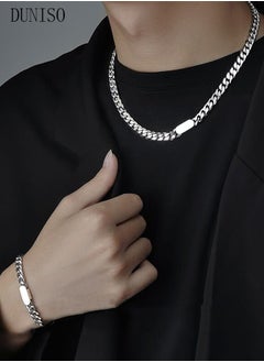 DUNISO Fashionable Necklace and Bracelet Chain set Cool Sweater Chain for Men and Women Jewelry Gift for Lover and Friend  - Image 1
