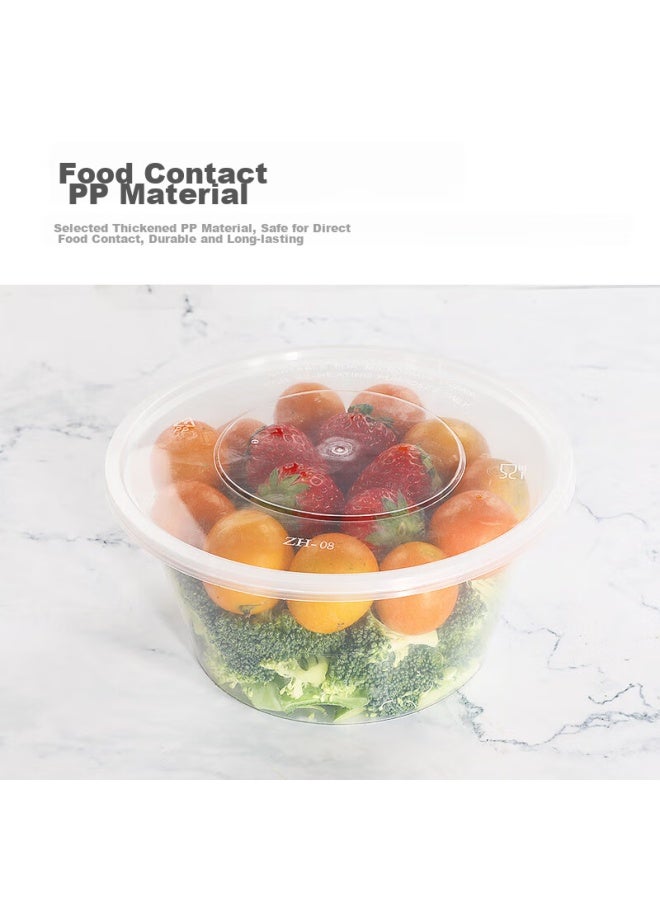Temeiju Disposable Round Transparent Plastic Lunch Boxes, Thickened With Lids, Takeout Containers, Tableware, 50 Sets, 1250 Model - Image 5