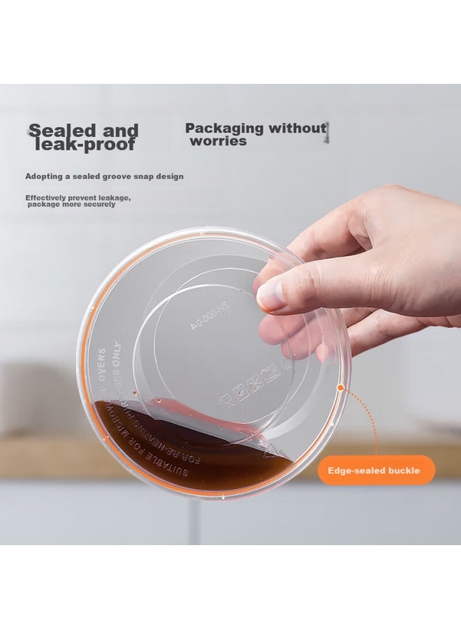 Temeiju Disposable Round Transparent Plastic Lunch Boxes, Thickened With Lids, Takeout Containers, Tableware, 50 Sets, 1250 Model - Image 3