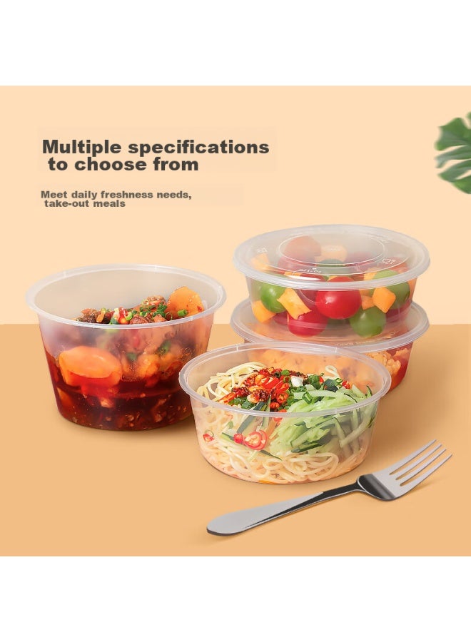 Temeiju Disposable Round Transparent Plastic Lunch Boxes, Thickened With Lids, Takeout Containers, Tableware, 50 Sets, 1250 Model - Image 1