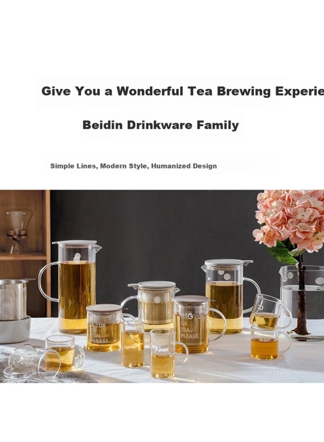 Buydeem Tea Infuser Glass Cup, Office Tea Filter Cup, High Borosilicate Tea Steeping Cup, Gray Feather Color - Image 2