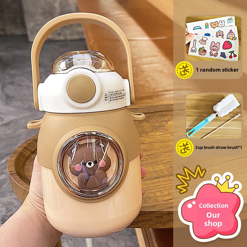 Large Capacity Cartoon Kids Thermo Cup 316 Stainless Steel brown cleaning tool cartoon sticker