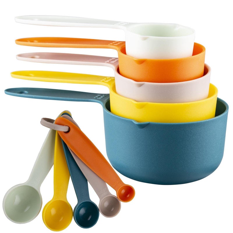 Viwehots Measuring Cups and Spoons Set Plastic Measuring Cup Set Measuring Spoons and Cups Set 10 Dry Measuring Cups Set Plastic Measuring Cups and Spoons Set with 18 Measuring Cup Random Color
