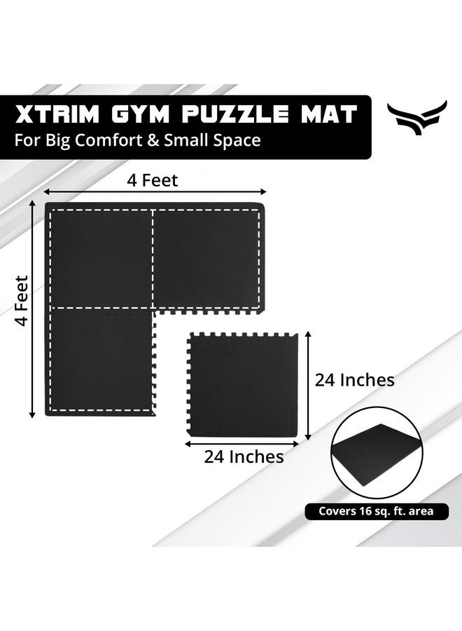 Xtrim Puzzle Exercise Mat (4 Tiles & 8 Borders, 16 Sq.Ft. Area) High-Density EVA Foam Mat, Interlocking Tiles, Shock Proof, Protective Flooring for Gym Equipment, Puzzle Foam Mat for Home, Kids Area - Image 4