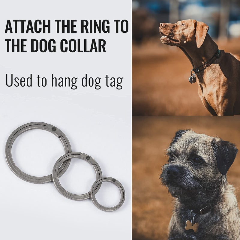 KeyUnity KeyUnity KA02 Titanium Flat Key Rings, 33/25/17.5mm Side Pushing Split Ring for Key Carabiner Flashlight Knife Dog ID Collar Tag (1L+1M+1S)  - Image 4