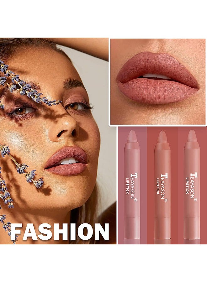 TEAYASON 3PCS Nude Lipstick Set Matte Lip Stick Waterproof Long Lasting Lipstick Non Stick Cup Velvet Lip Gloss Lip Stain Professional Lip Makeup Matte Lipstick Set B - Image 4