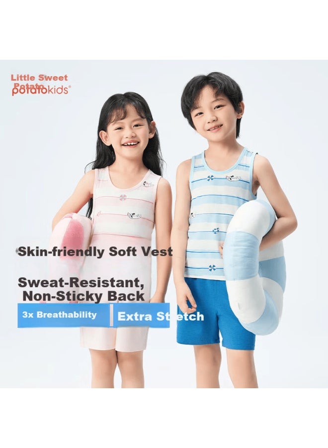 Potatokids Kids Sleeveless Modal Moisture-wicking Vest Spring Summer Boys Girls Youth Top - Image 1