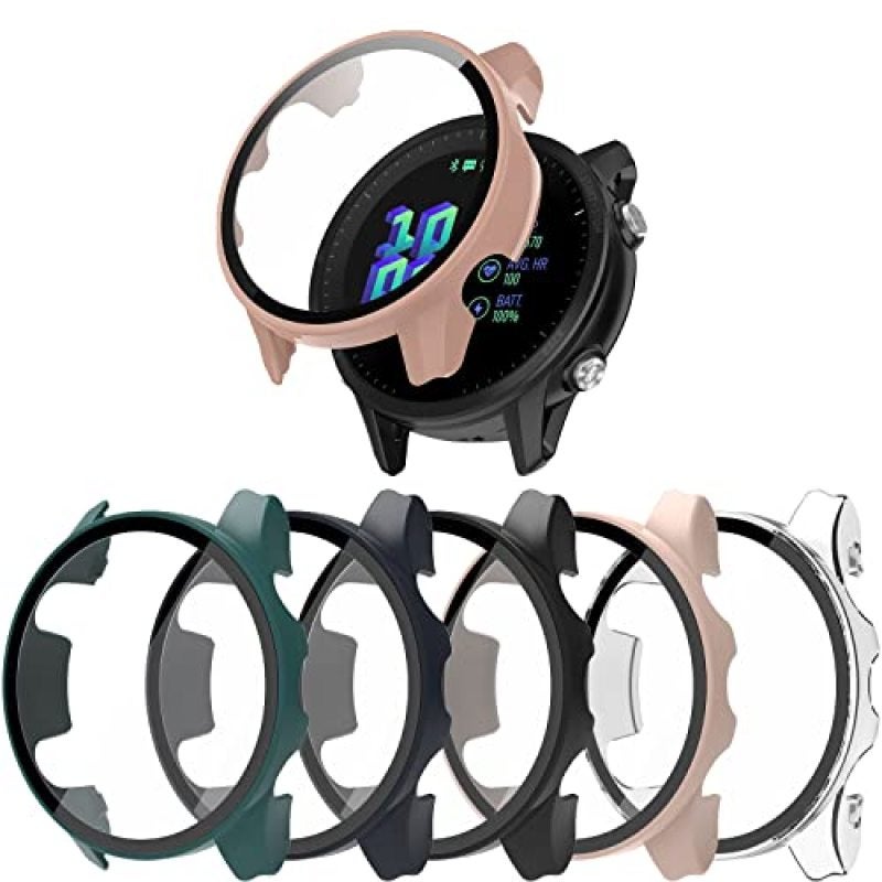 Watch Case: 5-Pack Polycarbonate With Integrated Tempered Glass Screen Protector - Full Coverage Protection Ultra-Thin Profile Snap-On Installation For Garmin Forerunner 955 955 Solar Outdoor Athletes - Image 1