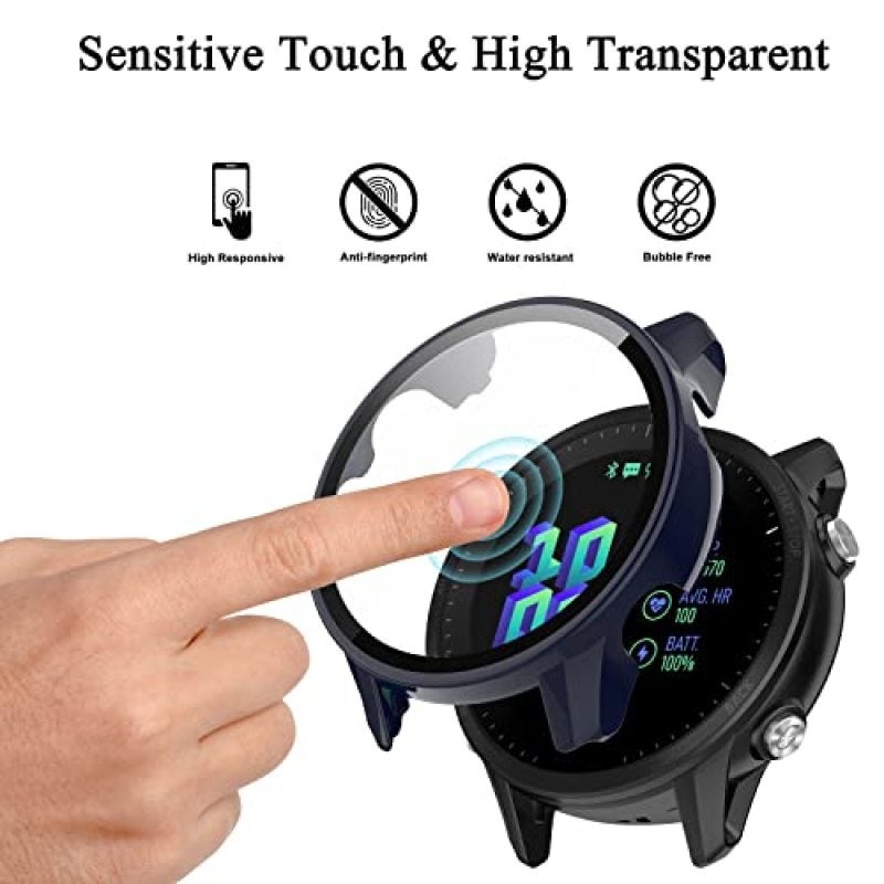 Watch Case: 5-Pack Polycarbonate With Integrated Tempered Glass Screen Protector - Full Coverage Protection Ultra-Thin Profile Snap-On Installation For Garmin Forerunner 955 955 Solar Outdoor Athletes - Image 3
