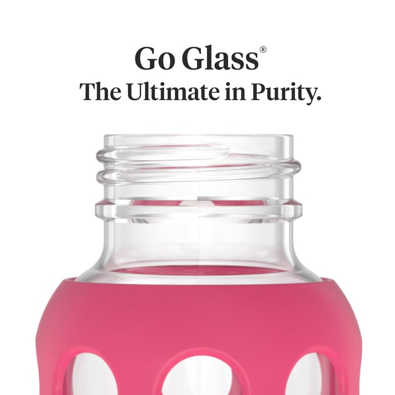 lifefactory زجاجة رضّاعة للأطفال سعة 9 أونصات من لايف فاكتوري مع حلمة من المرحلة 2 وغطاء سيليكون واقي بلون التوت - Image 3