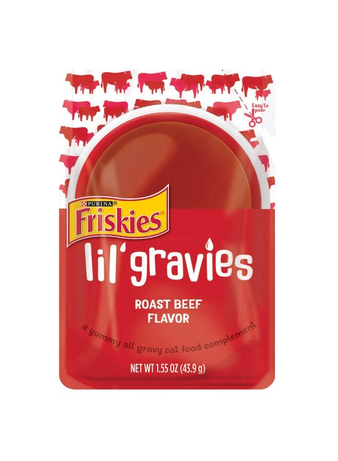 Friskies Purina Friskies Lil' Gravies Roast Beef Flavor Cat Food Complement Lickable Cat Treats - (Pack of 16) 1.55 oz. Pouches - Image 1