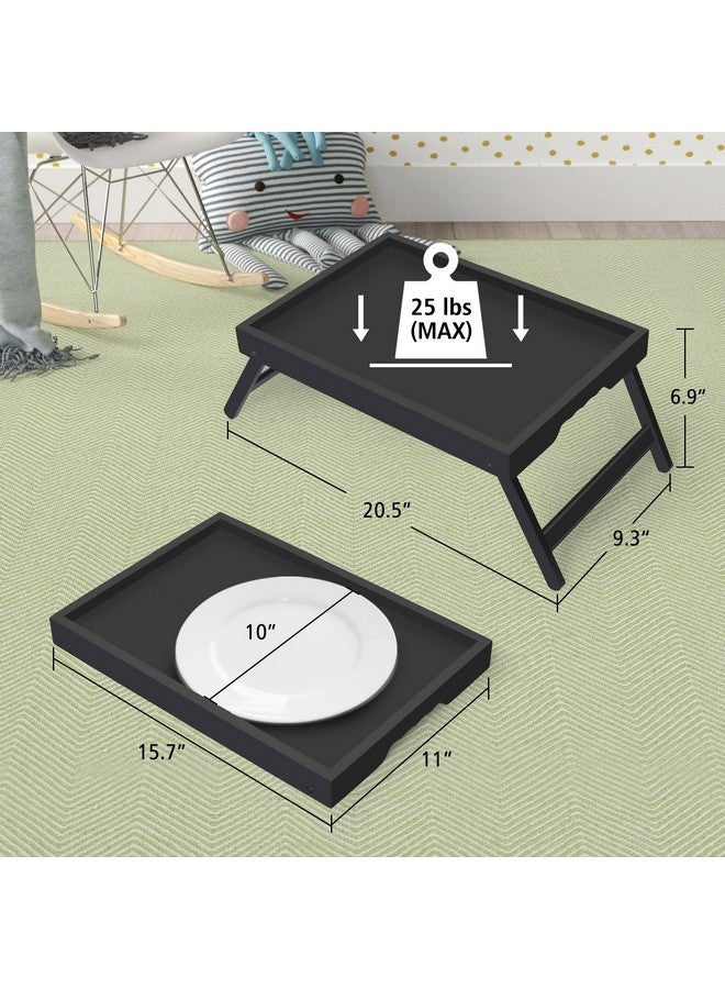 Artmeer Bed Tray Table with Folding Legs,Bamboo Breakfast in Bed for TV Table, Laptop Computer Tray,Eating,Snack Tray(Black) - Image 4