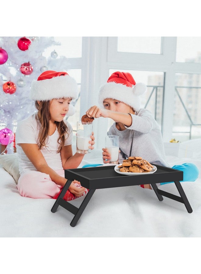 Artmeer Bed Tray Table with Folding Legs,Bamboo Breakfast in Bed for TV Table, Laptop Computer Tray,Eating,Snack Tray(Black) - Image 2