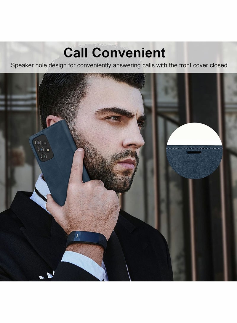 Excefore Case for Samsung A52 Cover for Wallet Leather Flip Case, Kickstand Case Card Holder Slots for Samsung Galaxy A52 Cover (Blue) - Image 2