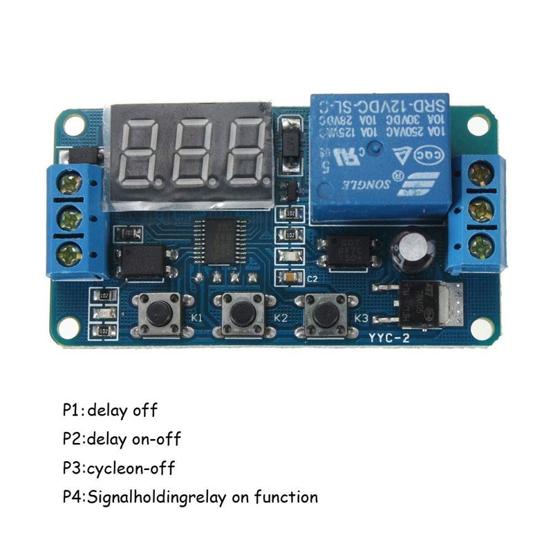 Comidox 1Pcs Automation DC 12V Time Delay Relay Module LED Display Digital Delay Timer PLC Delay Time Control Switch 0.1Sec to 999Min Adjustable - Image 3