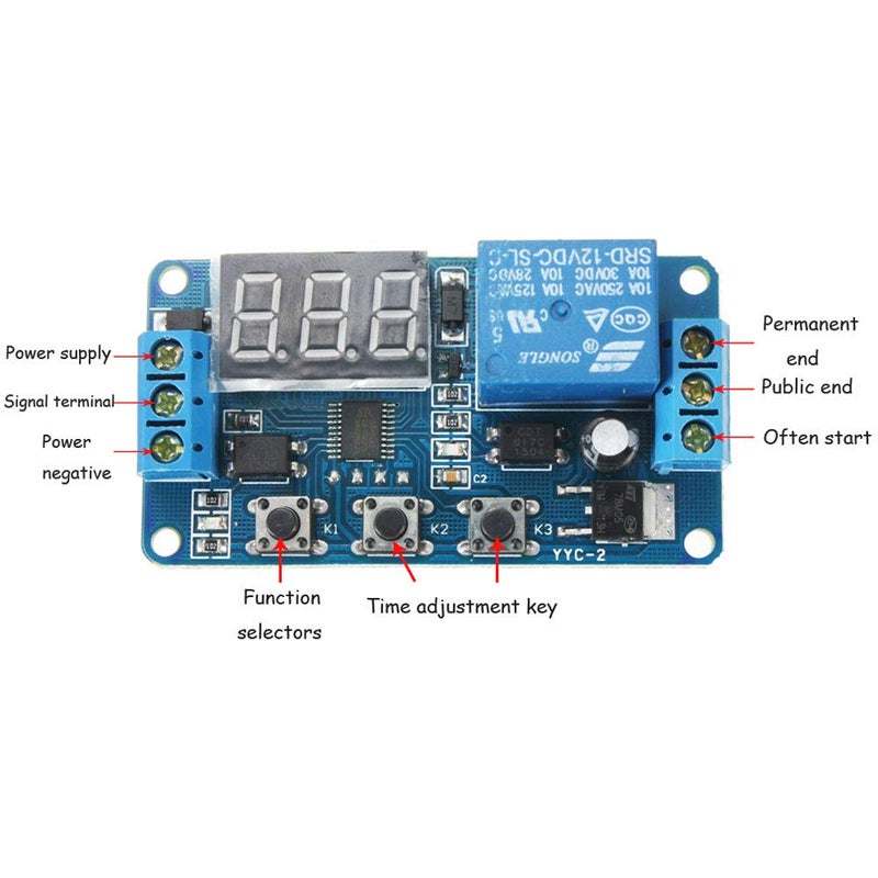 Comidox 1Pcs Automation DC 12V Time Delay Relay Module LED Display Digital Delay Timer PLC Delay Time Control Switch 0.1Sec to 999Min Adjustable - Image 2