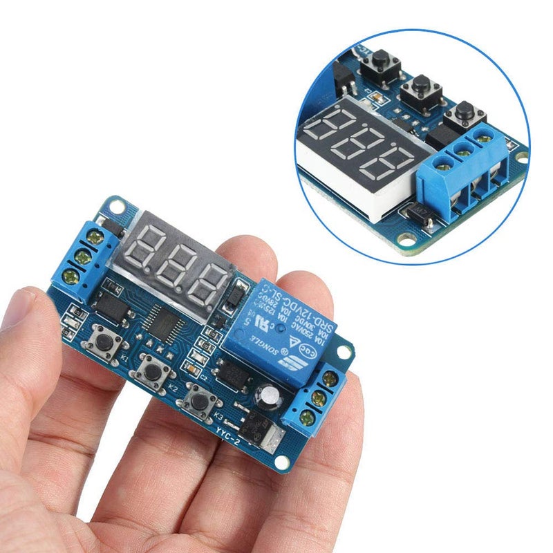 Comidox 1Pcs Automation DC 12V Time Delay Relay Module LED Display Digital Delay Timer PLC Delay Time Control Switch 0.1Sec to 999Min Adjustable - Image 5