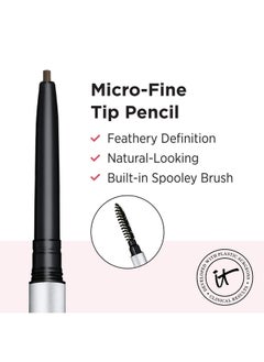 IT COSMETICS IT Cosmetics Brow Power Micro, Universal Taupe - Universal Eyebrow Pencil - Mimics the Look of Real Hair - Budge-Proof Formula - Built-in Spoolie - 0.017 oz  - Image 4