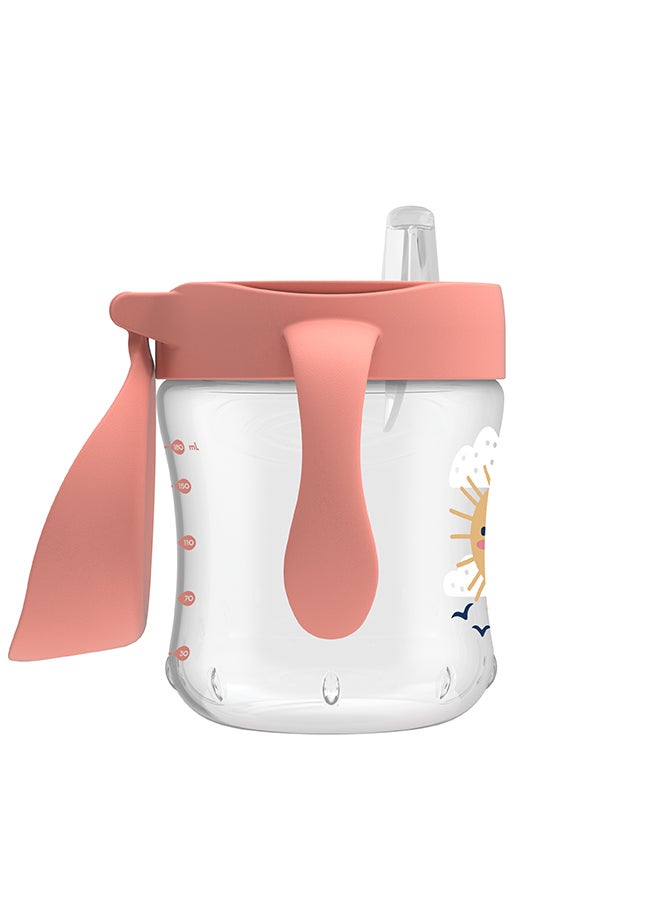 دكتور براونز 6 oz/180 ml Soft-Spout Transition Cup w/ Handles - Pink Deco (6m+), 1-Pack - Image 2