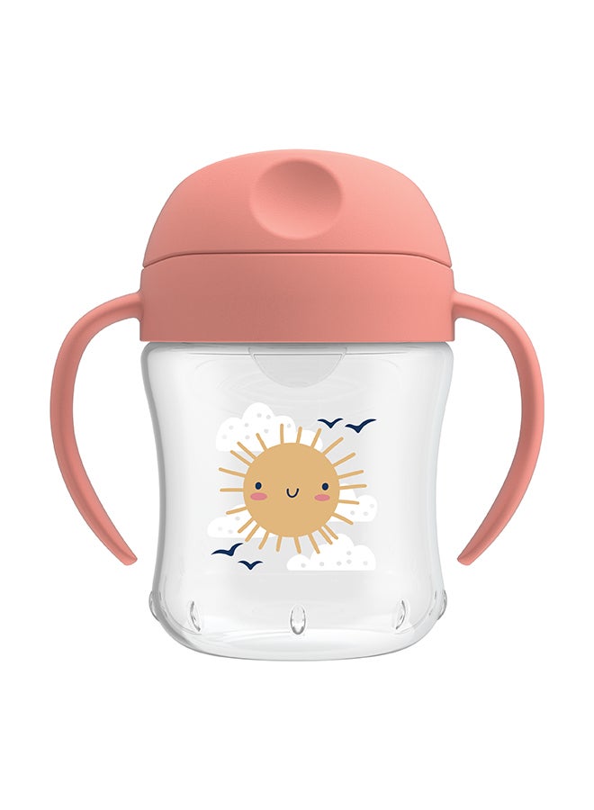 دكتور براونز 6 oz/180 ml Soft-Spout Transition Cup w/ Handles - Pink Deco (6m+), 1-Pack - Image 1