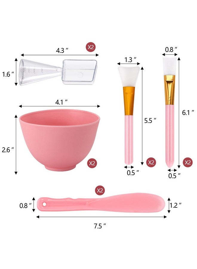 Tecbeauty Face Mask Mixing Bowl Set, 10 Pcs DIY Facemask Mixing Tool Kit with Silicone Facial Mask Bowl Brushes Stick Spatula Measuring Cup (Pink) - Image 2