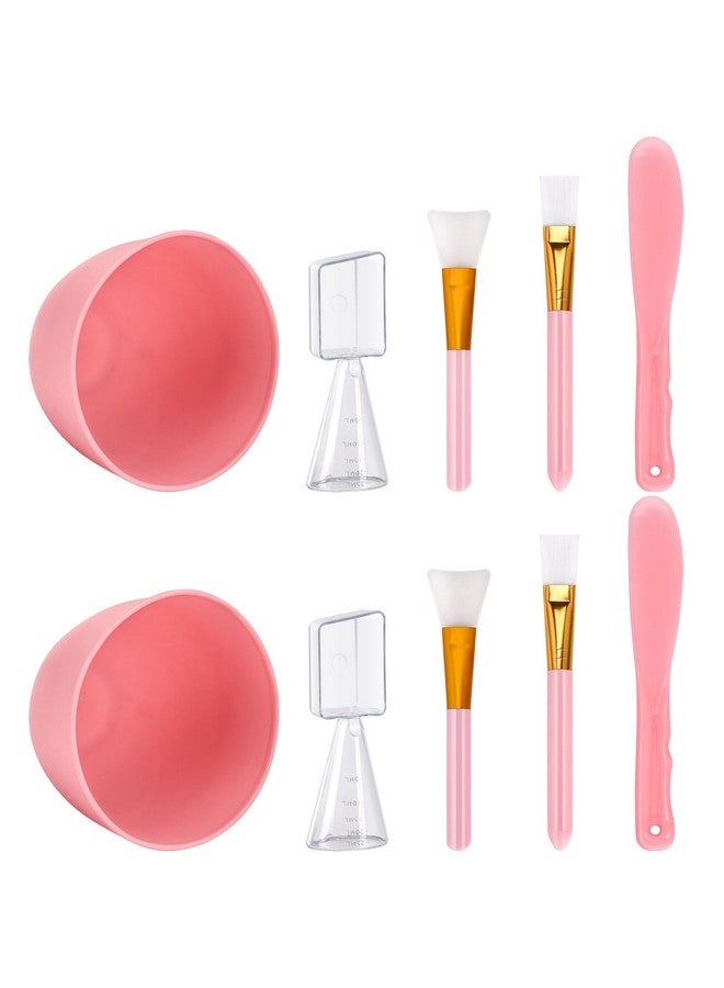 Tecbeauty Face Mask Mixing Bowl Set, 10 Pcs DIY Facemask Mixing Tool Kit with Silicone Facial Mask Bowl Brushes Stick Spatula Measuring Cup (Pink) - Image 1