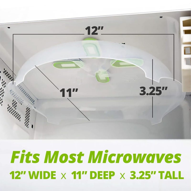 HOVER COVER Magnetic Microwave Cover for Food | Clear Microwave Splatter Cover | Microwave Plate Cover with Steam Vents | Food Grade Dish Cover | BPA-Free | Dishwasher Safe | Green - Image 3