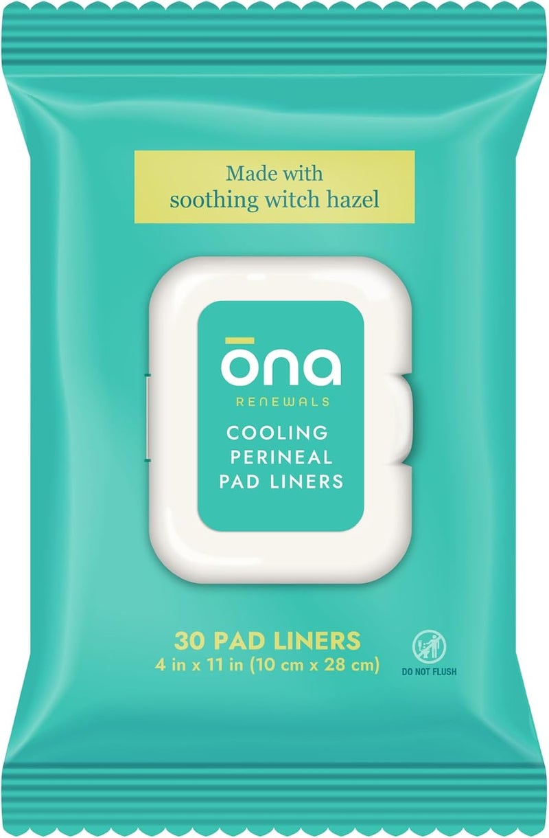 Ona Renewals Perineal Pad Panty Liners for Women - 30 Count - Fragrance-Free - Made with Soothing Witch Hazel - Extra Large Cooling Pads for Postpartum Recovery - Postpartum Essentials - Image 1