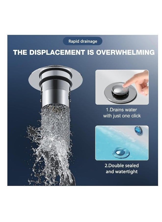 Generic Pop Up Bathroom Sink Drain Strainer, Hair Catcher, Stainless Steel Floor Drain Filter, Removable Basin Drain Filter for Universal Sink Stopper Replacement  - Image 5