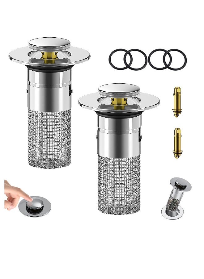 Generic Pop Up Bathroom Sink Drain Strainer, Hair Catcher, Stainless Steel Floor Drain Filter, Removable Basin Drain Filter for Universal Sink Stopper Replacement  - Image 1