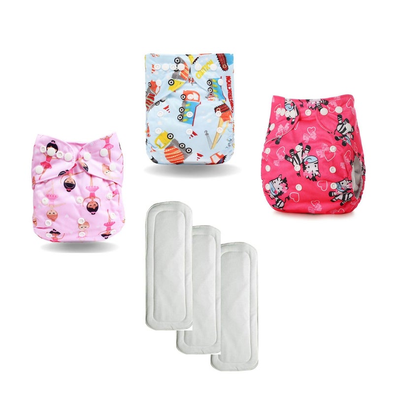 Moppets Baby Reusable Pocket Cloth Diaper with 2 Microfiber 4Layer Nappy Inserts (PACK OF 5) - Image 2