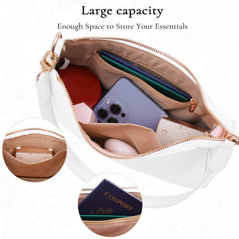 Uygafly Purses for Women Shoulder Bag and Handbags,Small Leather Purse with Removable Straps - White - Image 4