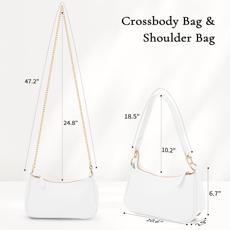 Uygafly Purses for Women Shoulder Bag and Handbags,Small Leather Purse with Removable Straps - White - Image 5