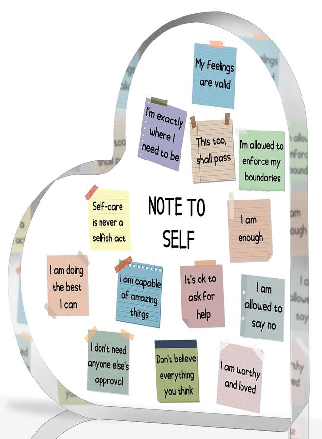 UBLURO Note to Self Motivational Decor - Acrylic Heart Gift Therapy Mental Health Print Decorations for School Counseling Office, Therapy Desktop Art Decoration - Image 1