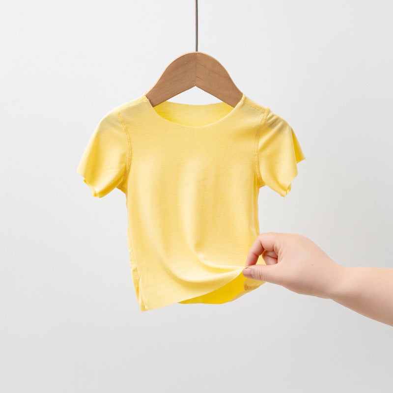 Children'S Short-Sleeved Summer Thin Modal Children'S Ice Silk Top Boys' Breathable T-Shirt Teenagers Base Shirt - Image 1